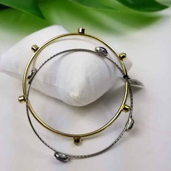 2 Bangle Charm Set Silver and Gold Tone - Picture 4 of 4